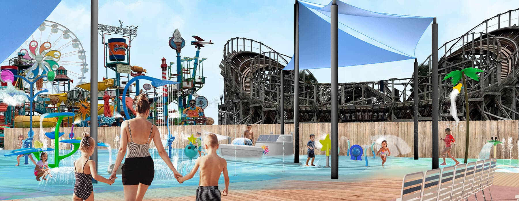 Mother and children at Bayside Pier