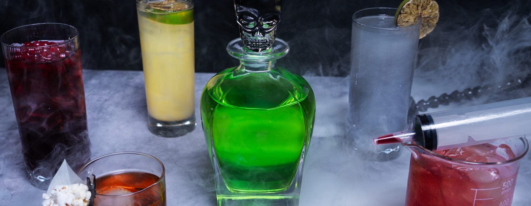 Cocktail lineup at Spirit's Rooftop Bar